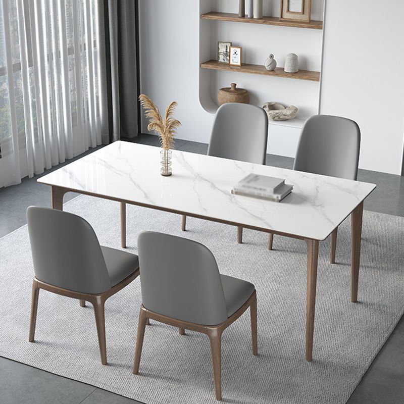 Minimalist White Sintered Stone Dining Set Standard Rectangle Shape Dining Set with 4 Legs Table Clearhalo 'Dining Room Sets' 'Dining Tables & Seating' 'dining_room_set' 'Furniture' 'furniture_dining_room_set' 'Kitchen & Dining Furniture' 'kitchen&dining_furn' 'kitchen' 1200x1200_3b6be8d4-3280-4b1e-8d49-9f5a707c28e1