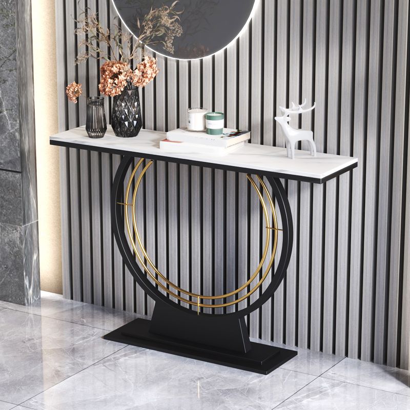 Tabella della console di pietra 31.49 "Tabella del rettangolo di rettangolo ad alta resistenza graffiata