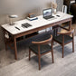 Modern Stone Office Desk Rectangular Shape Task Desk with 4-Legs in Brown/Natural/Grey