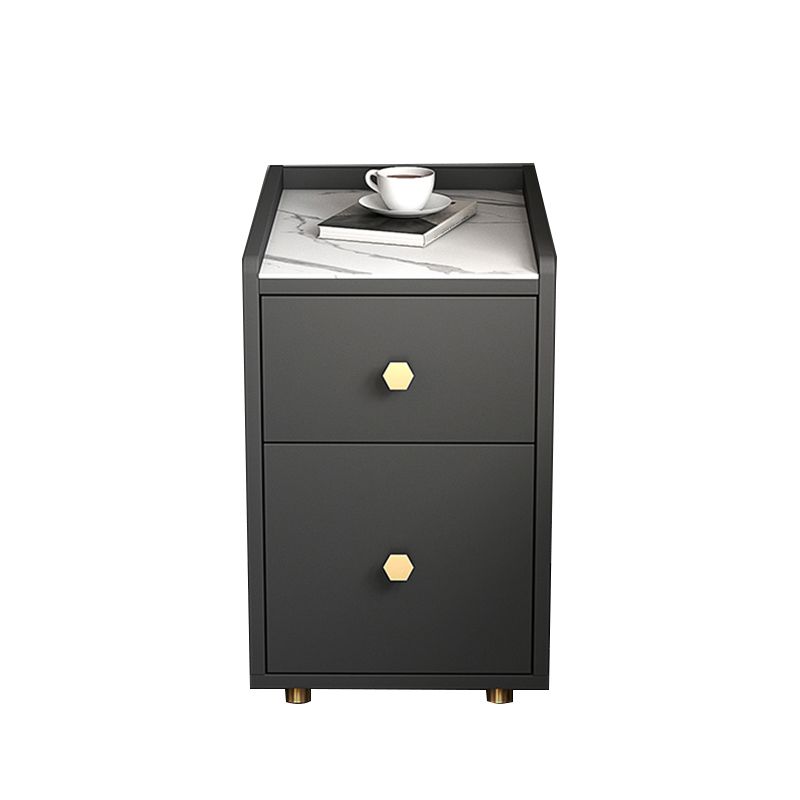 Glam Stone Top Bed Nightstand 2-Drawer Imitation Wood Legs Included Night Table Clearhalo 'Bedroom Furniture' 'furn' 'furn_night_stand' 'Furniture' 'night_stand' 'Nightstands' 1200x1200_3b6f11c3-945b-425e-bac6-2f11b151d198