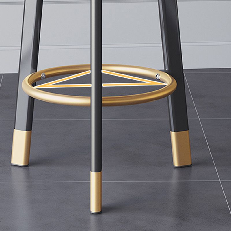 Glam Metal Barstool Faux Leather Footrest Stool in Matte Finsih for Indoor Clearhalo 'Bar Furniture' 'Bar Stools' 'bar_stools' 'furn' 'furn_bar_stools' 'Furniture' 'Kitchen & Dining Furniture' 1200x1200_3b707f1b-2c95-4284-8447-6b029f67c38a