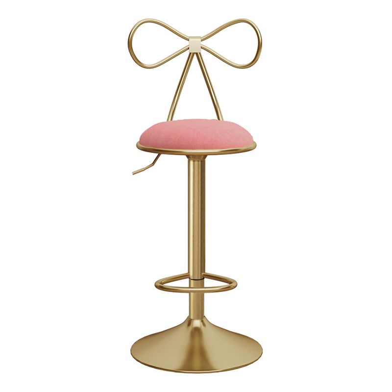Glam Liftable Backrest Counter Stool Iron Kitchen Bar Stool with Velvet Cushion and Pedal Clearhalo 'Bar Furniture' 'Bar Stools' 'bar_stools' 'furn' 'furn_bar_stools' 'Furniture' 'furniture_bar_stools' 'Kitchen & Dining Furniture' 1200x1200_3b7109e3-1c12-4de6-b260-d57e43cdeb28
