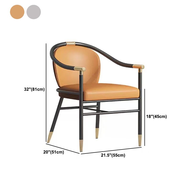 Glam Faux Leather Dining Chairs Metal Arm Dining Chairs for Restaurant Use
