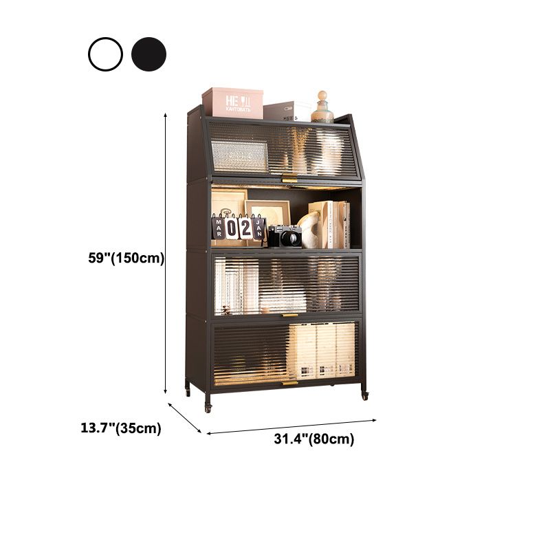 Modern Style Bookshelf Metal Closed Back Bookcase with Door for Home Office Clearhalo 'Bookcases' 'furn' 'furn_bookcases' 'Furniture' 'Office Furniture' 1200x1200_3b737780-eb2b-4a10-9b38-235dd767054b