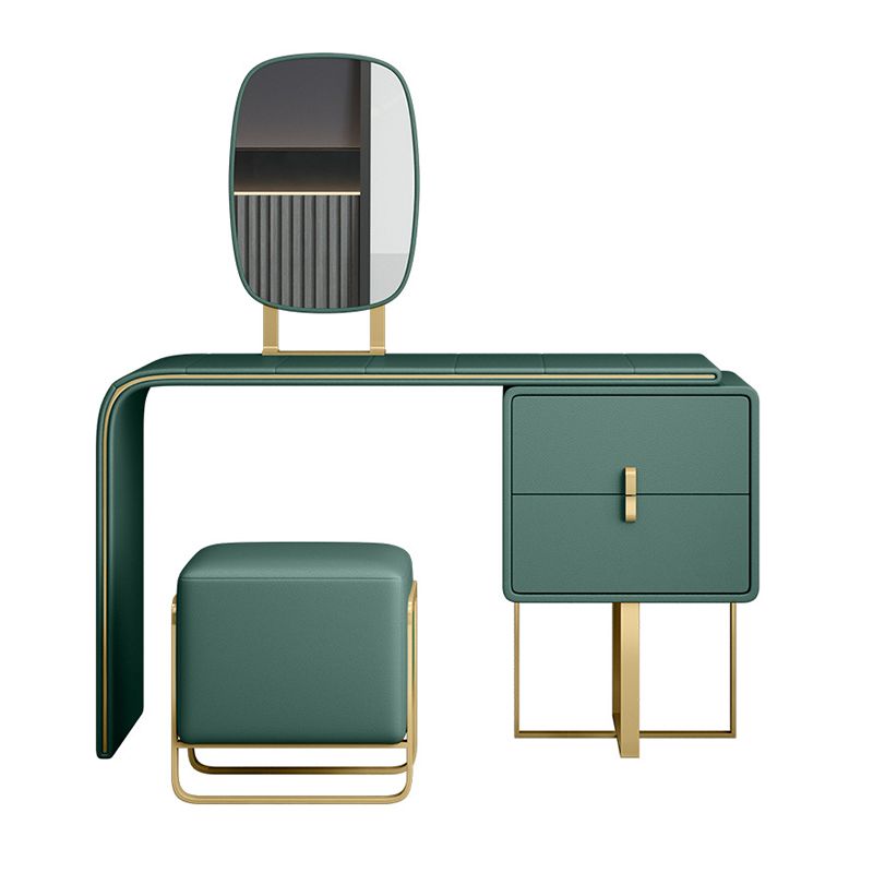 Luxe lederen make-uptafel met 2 laden 2-laden in donkergroen