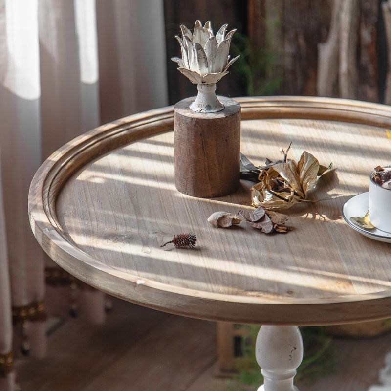 Round Wood Top Coffee Table Iron Pedestal Cocktail Table - Distressed Surface Treatment Clearhalo 'Coffee & Accent Tables' 'Coffee Tables' 'coffee_tables' 'furn' 'furn_coffee_tables' 'Furniture' 'Living Room Furniture' 1200x1200_3b73f442-38e3-46e6-916c-14ff1d6d3389