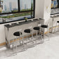 Rechteckiges Bartisch-Set, 1/5-teilig, moderner Bartisch mit Eisenrahmen und gepolsterte Hocker