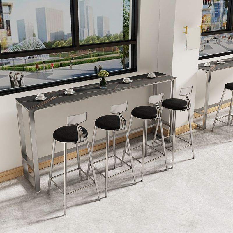 Rechteckiges Bartisch-Set, 1/5-teilig, moderner Bartisch mit Eisenrahmen und gepolsterte Hocker