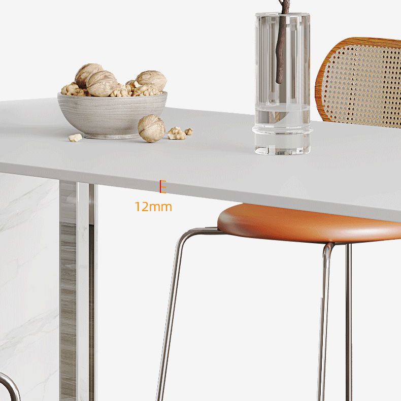 Table à manger en pierre Table moderne avec base à double piédestal pour salle à manger