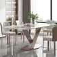 Metal Traditional Luxury Rectangular Dining Table Sintered Stone Table with Pedestal Clearhalo ' dining_table' 'Dining Tables & Seating' 'Dining Tables' 'furn' 'furn_dining_table' 'Furniture' 'furniture_dining_table' 'Kitchen & Dining Furniture' 'kitchen&dining_furn' 'kitchen' 'kitchen_dining_table' 1200x1200_3b796acc-3104-49fa-bf91-1c49018cc9c4