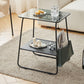 Metal Sled End Table Glass Top Side Sofa Side Accent Table with Shelf Clearhalo 'Coffee & Accent Tables' 'End & Side Tables' 'end_side_tables' 'furn' 'furn_end_side_tables' 'Furniture' 'Living Room Furniture' 1200x1200_3b79d81a-0a8b-405c-9b9a-1a6d9be582da