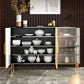 Porte in vetro in legno in stile glam Credenza a buffet con armadi