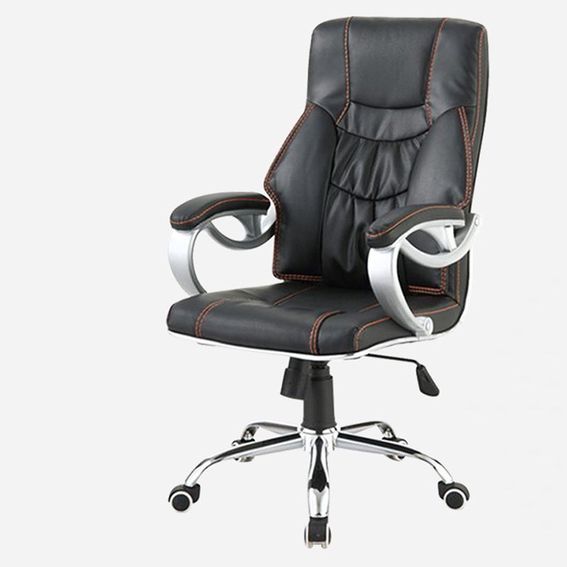 27 Inch Wide Contemporary Desk Chair Black Leather Office Chair Clearhalo 'furn' 'furn_office_chair' 'Furniture' 'Office Chairs' 'Office Furniture' 'office_chair' 1200x1200_3b7b56bf-8c19-4f56-a781-de9f8a4c661e