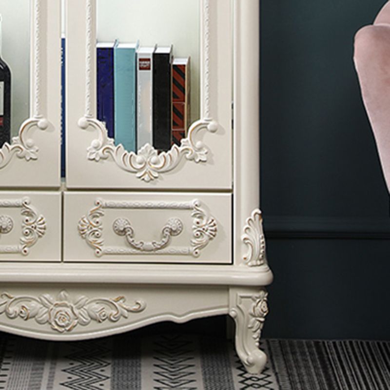 Portes en verre de support d'affichage traditionnel armoire de rangement en pin pour salle à manger