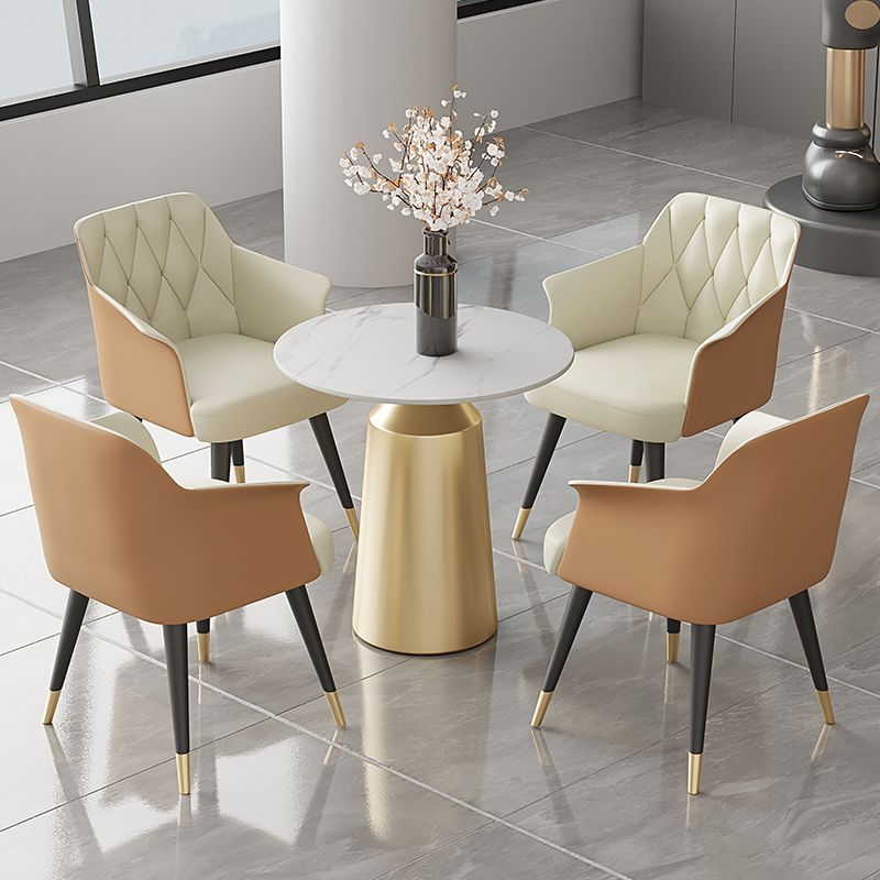 Glam Metal Arm Dining Chair Faux Leather Side Chair for Restaurant Use Clearhalo ' kitchen&dining_furn' 'Dining Chairs' 'Dining Tables & Seating' 'dining_chair' 'furn' 'furn_dining_chair' 'Furniture' 'furniture_dining_chair' 'Kitchen & Dining Furniture' 'kitchen' 1200x1200_3b7eaeb9-1534-4d8b-974e-8e18db0777e0