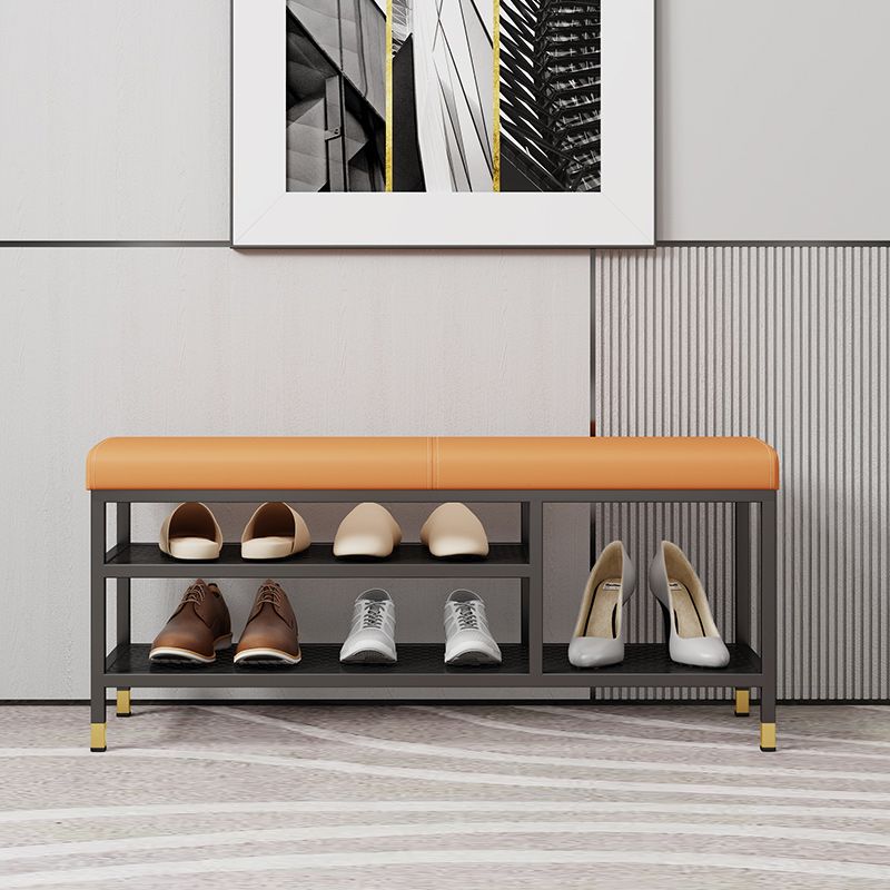 18.5" H Modern Metal Seating Bench Cushioned Entryway Bench with Legs Clearhalo 'Benches' 'Chairs & Seating' 'furn' 'furn_benches' 'Furniture' 'Living Room Furniture' 1200x1200_3b7f0472-9eb8-4b69-92ad-a15be9c8d60c