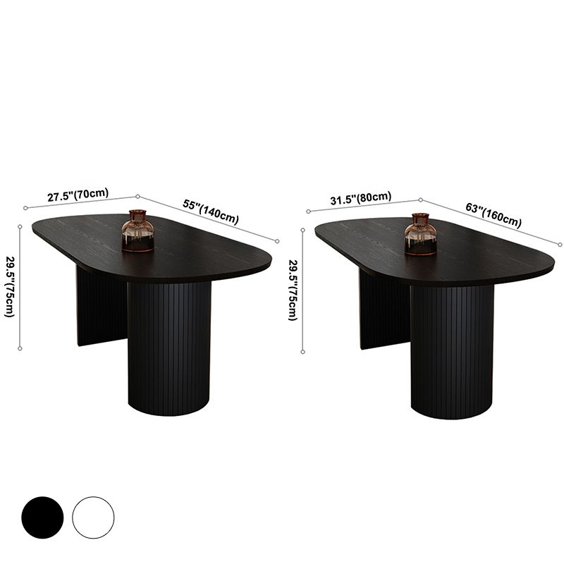 Oval Dining Table for Restaurant Contemporary Kitchen Table with Black Double Pedestal Clearhalo ' dining_table' 'Dining Tables & Seating' 'Dining Tables' 'furn' 'furn_dining_table' 'Furniture' 'furniture_dining_table' 'Kitchen & Dining Furniture' 'kitchen&dining_furn' 'kitchen' 'kitchen_dining_table' 1200x1200_3b807387-7f37-4207-87b0-8eaf681ca980