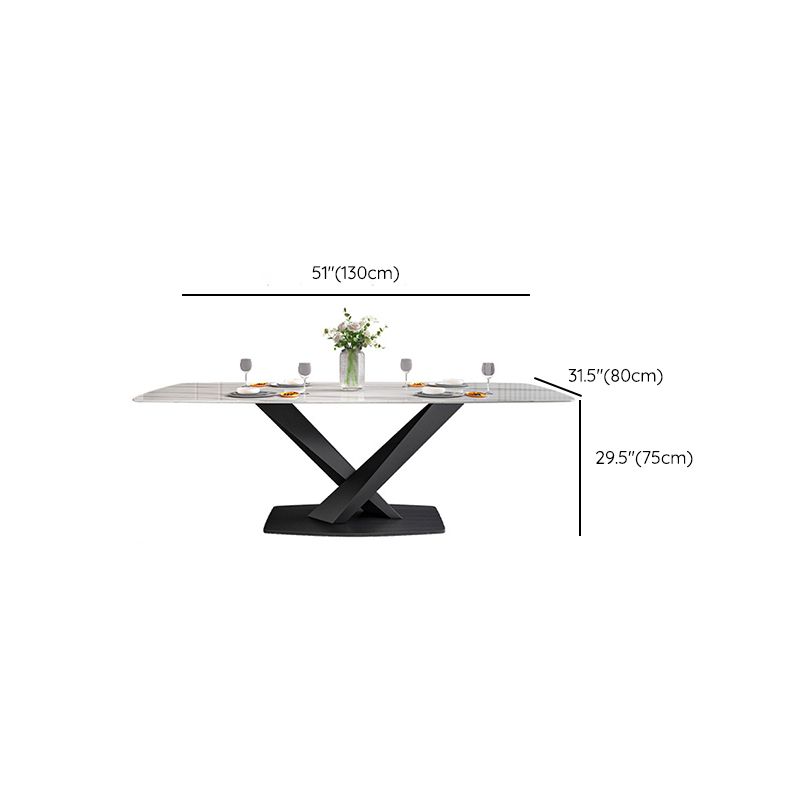 Modern Dining Table Stone Dining Room Dining Table with Metal Base Clearhalo 'Dining Tables & Seating' 'Dining Tables' 'dining_table' 'furn' 'furn_dining_table' 'Furniture' 'Kitchen & Dining Furniture' 1200x1200_3b810355-efe9-49b3-ac8c-4574841a3ee3