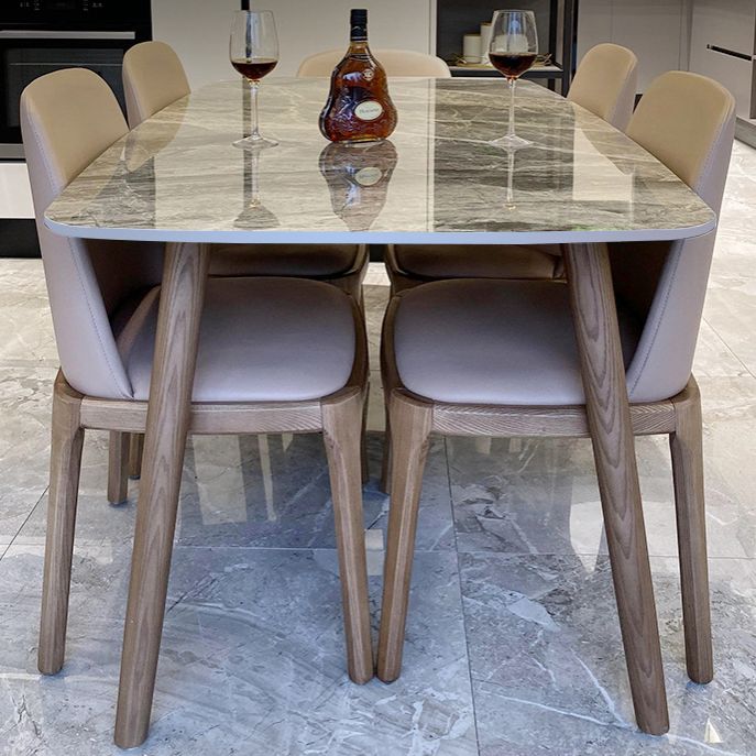 Gray Stone Top Table with Ash Wood Frame Modern Dining Table for Home Clearhalo 'Dining Tables & Seating' 'Dining Tables' 'dining_table' 'furn' 'furn_dining_table' 'Furniture' 'Kitchen & Dining Furniture' 1200x1200_3b81adb2-6597-45f2-a529-e3a5eea163e5
