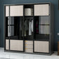 Engineered Wood Storage Cabinet with Glass Doors Contemporary Cabinet with Sliding Doors