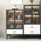 Modern Display Cabinet Faux Wood Storage Cabinet with Glass Doors for Living Room Clearhalo 'Display & China Cabinets' 'display_china_cabinets' 'furn' 'furn_display_china_cabinets' 'Furniture' 'Kitchen & Dining Furniture' 1200x1200_3b82dd4d-9ac9-4b2d-986d-621a37872f7a