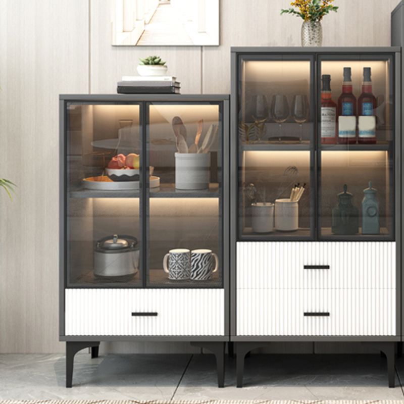 Modern Display Cabinet Faux Wood Storage Cabinet with Glass Doors for Living Room Clearhalo 'Display & China Cabinets' 'display_china_cabinets' 'furn' 'furn_display_china_cabinets' 'Furniture' 'Kitchen & Dining Furniture' 1200x1200_3b82dd4d-9ac9-4b2d-986d-621a37872f7a