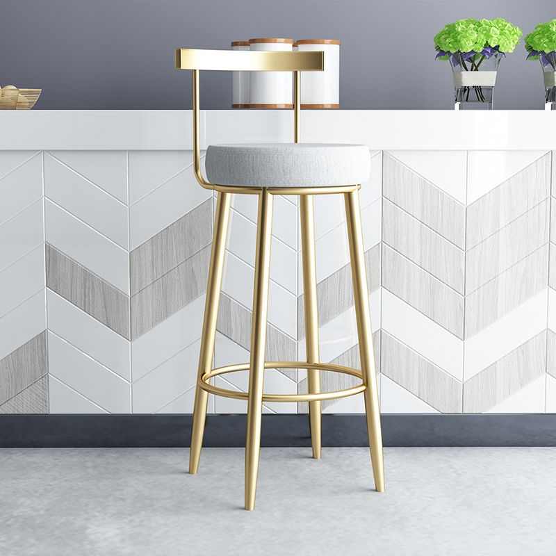 Glam Armless Backrest Counter Stool Iron Bar Stool with Cushion and Pedal for Kitchen Use Clearhalo 'Bar Furniture' 'Bar Stools' 'bar_stools' 'furn' 'furn_bar_stools' 'Furniture' 'Kitchen & Dining Furniture' 1200x1200_3b8303d9-aaec-42d0-9e05-59f7026e48f6