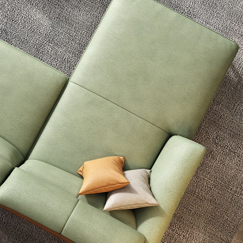 Pillow Arms Sectional Green Modern Faux Leather Living Room Sofa & Chaise Clearhalo 'furn' 'furn_sectionals' 'Furniture' 'Living Room Furniture' 'Sectionals' 1200x1200_3b84d57a-6252-43d6-ba30-3a5f406fa75c