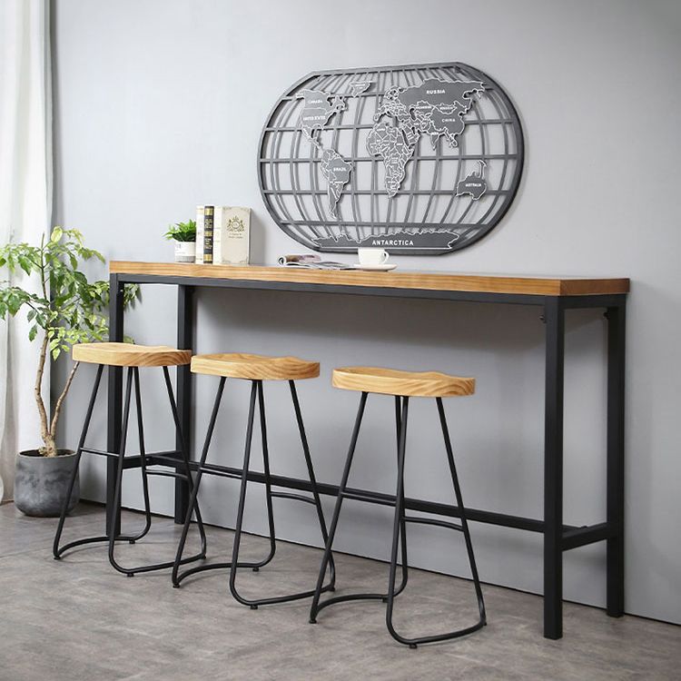 Industrial 1/4/6 Pieces Bar Table Set Rectangle Pine Wood Counter Table with High Stools Clearhalo 'Bar Furniture' 'furn' 'furn_home_bar_bar_sets' 'Furniture' 'Home Bars & Bar Sets' 'home_bar_bar_sets' 'Kitchen & Dining Furniture' 1200x1200_3b86b0e3-cd63-4a52-9493-a5709af561b5