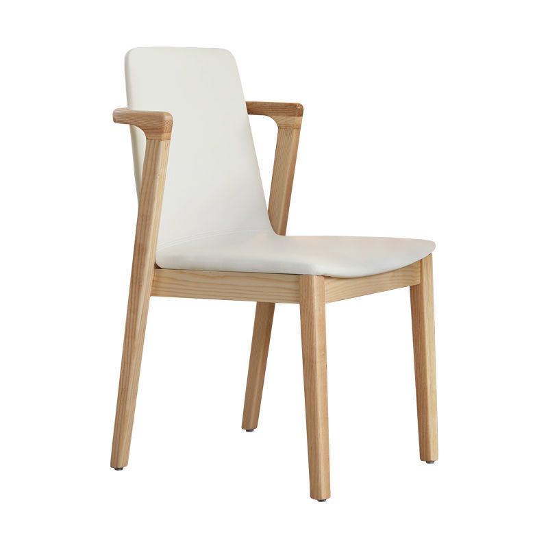Wood Kitchen Dining Side Chair Upholstered Dining Chair in White