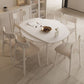 Modern Round Extendable Dining Table White Stone Tabletop with Double Drop Leaf Clearhalo 'Dining Tables & Seating' 'Dining Tables' 'dining_table' 'furn' 'furn_dining_table' 'Furniture' 'Kitchen & Dining Furniture' 1200x1200_3b898741-1a95-42aa-90fc-03a43eaa589e