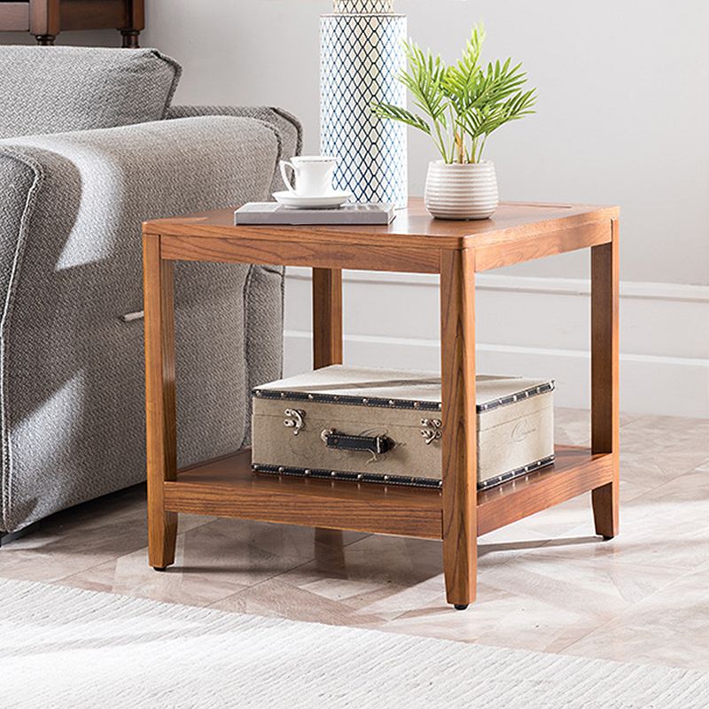 Table de l'extrémité en bois tradiculal Table d'appoint canapé à double niveau pour le salon