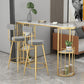 Contemporary Bar Pub Table Set 1/2/3 Pcs Stone Bar Table and Upholstered Stools