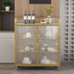 Metal and Glass Sideboard Modern Home Rectangular Side Board with Doors Clearhalo 'buffet_sideboard' 'Buffets & Sideboards' 'furn' 'furn_buffet_sideboard' 'Furniture' 'Kitchen & Dining Furniture' 1200x1200_3b8bbdde-916e-40cf-ba16-3f9cb93c4dc2
