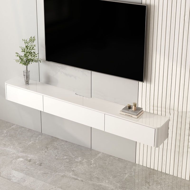 Console TV a parete moderna in legno con cassetti e porte, 9,5 "D x 7" H