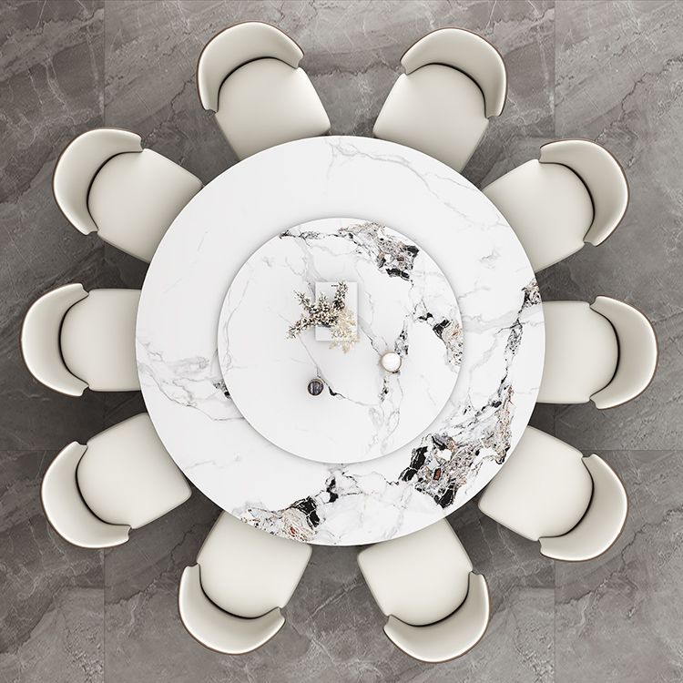 Tavolo da pranzo rotondo in pietra tavolo di lusso tradizionale con piedistallo casual