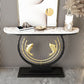 12 inch Wide Modern Accent Table Half Moon Stone Console Table for Hall