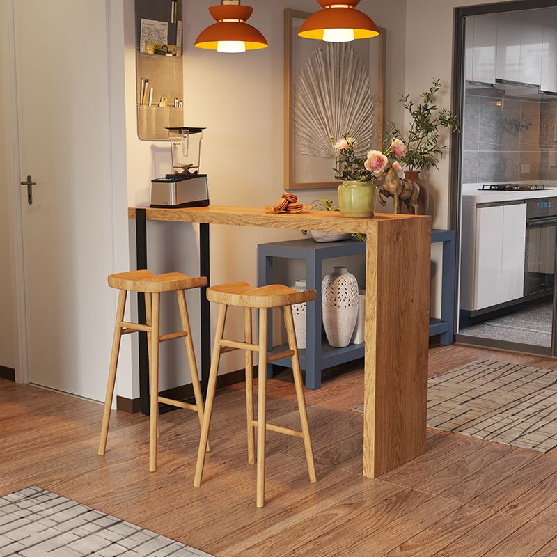 Modern Wood Bistro Table with Rectangle Table Top Double Pedestal Table - 42" H Clearhalo 'Bar Furniture' 'Bar Tables' 'bar_tables' 'furn' 'furn_bar_tables' 'Furniture' 'furniture_bar_tables' 'Kitchen & Dining Furniture' 1200x1200_3b936d59-f6e4-4e90-aa40-46cd481fcc6d