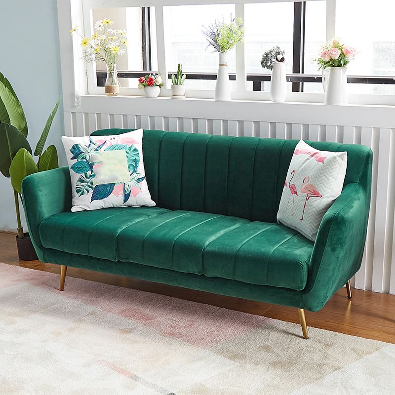Modern Tight Back Couch Standard Velvet Tuxedo Arm Sofa in Green/Teal/Pink Clearhalo 'furn' 'furn_sofas' 'Furniture' 'furniture_sofas' 'kitchen' 'kitchen_sofas' 'Living Room Furniture' 'Sofa' 'sofas' 1200x1200_3b94f626-ede9-4606-83b9-510de7caa05c