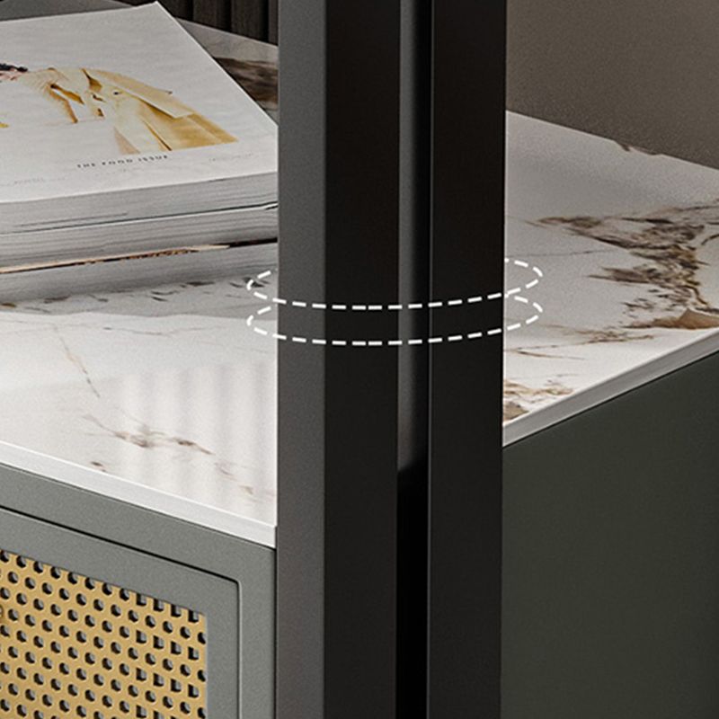 Frame Glam Style Side Table 21.6" Tall Stone Top Side Table with Storage Clearhalo 'Coffee & Accent Tables' 'End & Side Tables' 'end_side_tables' 'furn' 'furn_end_side_tables' 'Furniture' 'Living Room Furniture' 1200x1200_3b96a875-de8f-483c-b485-f0f8e63125fe