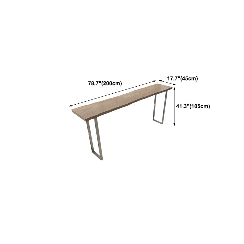 Solid Wood Bar Table Silver and Metal Base Bar Table for Kitchen LivingRoom Coffee Room Clearhalo 'Bar Furniture' 'Bar Tables' 'bar_tables' 'furn' 'furn_bar_tables' 'Furniture' 'Kitchen & Dining Furniture' 1200x1200_3b96f760-7134-4e2c-a8b8-3355c75afd37