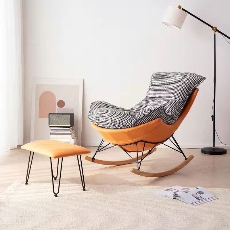 Chaise de plancher moderne chaise de culbuteur en faux cuir pure de couleur pure avec ottoman