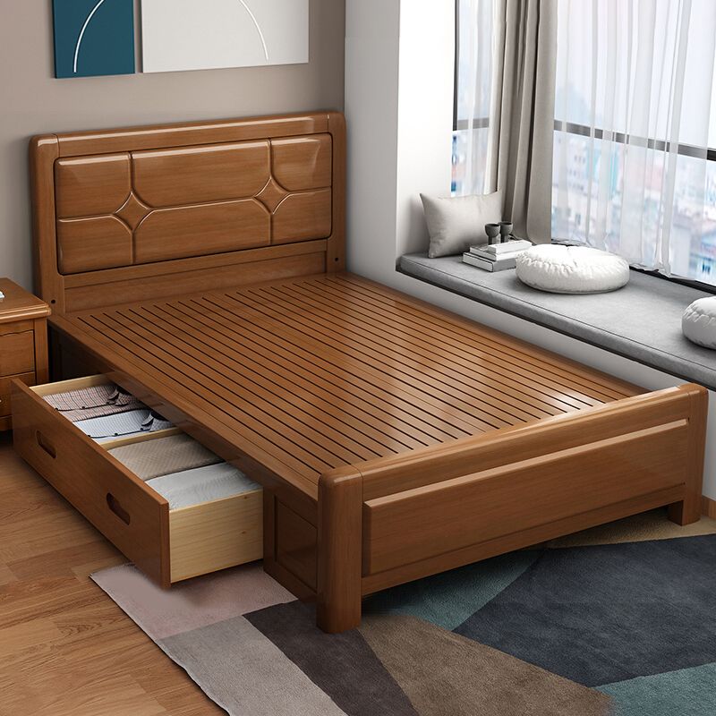 Cabecero de madera maciza Cama estándar Cama rectangular con patas personalizadas
