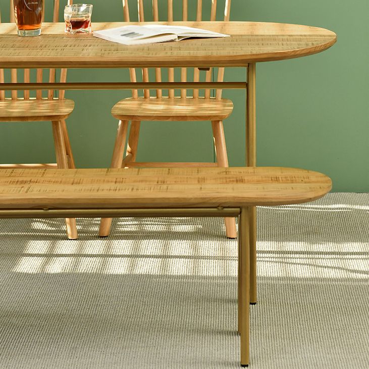 Contemporary Solid Wood Khaki Dining Table Oval Shape Standard Dining Table for Kitchen Clearhalo ' dining_table' 'Dining Tables & Seating' 'Dining Tables' 'furn' 'furn_dining_table' 'Furniture' 'furniture_dining_table' 'Kitchen & Dining Furniture' 'kitchen&dining_furn' 'kitchen' 'kitchen_dining_table' 1200x1200_3b9a022d-9c04-468d-ab07-3dadcb4bb76d