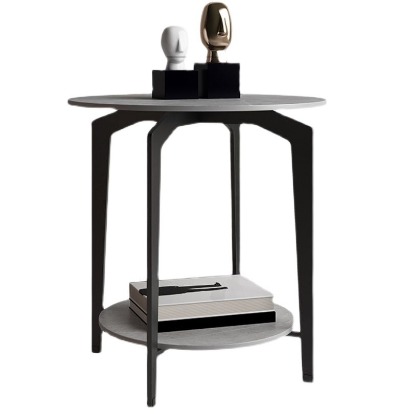 Minimalistische ronde hoektafel leisteen 4 poten banken bijzettafel met opslag