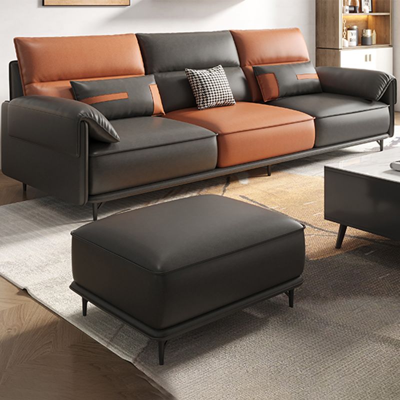 Sofá contemporáneo de brazos de almohada Sala de estar de cuero sintética