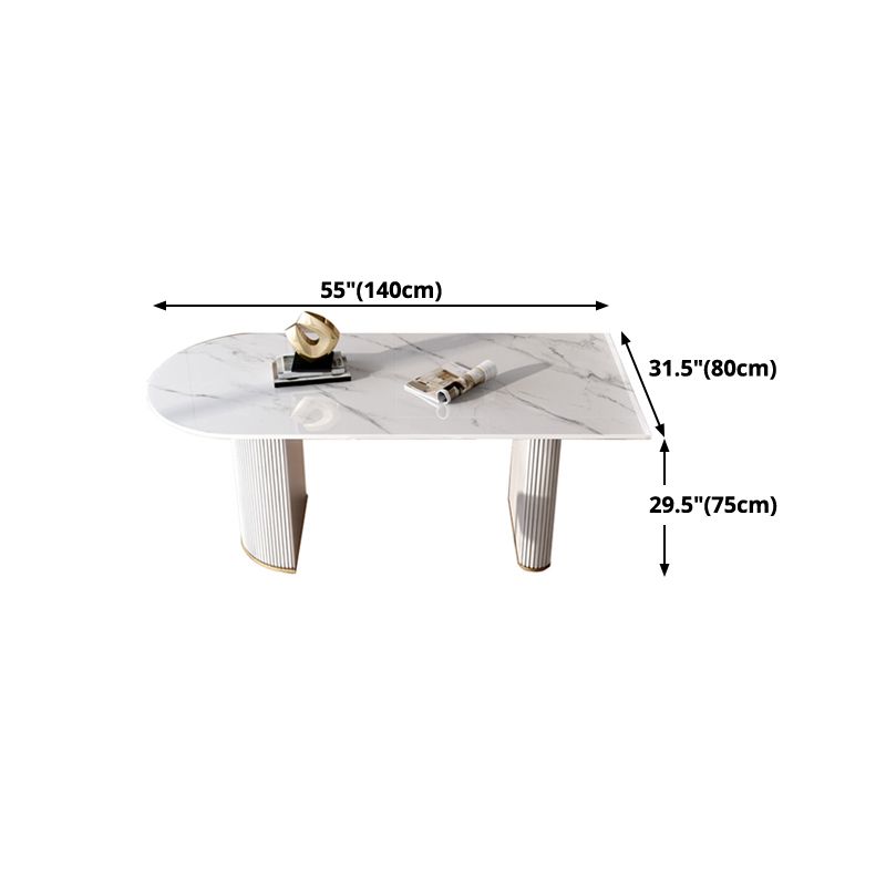 Sintered Stone Top Luxury White Table Table with Double Pedestal Base for Restaurant Clearhalo ' dining_table' 'Dining Tables & Seating' 'Dining Tables' 'furn' 'furn_dining_table' 'Furniture' 'furniture_dining_table' 'Kitchen & Dining Furniture' 'kitchen&dining_furn' 'kitchen' 'kitchen_dining_table' 1200x1200_3ba1446c-a679-44b5-9868-f0d1fa69b85f