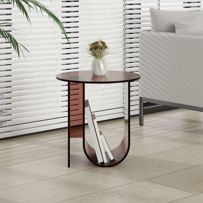 Modern Acrylic End Slide Table Round Corner Table with Storage