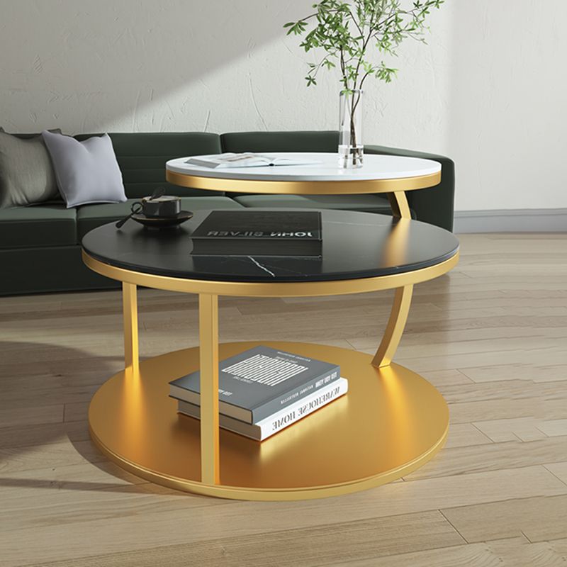 Contemporary Coffee Table Round Stone Top Extendable Coffee Cocktail Table Clearhalo 'Coffee & Accent Tables' 'Coffee Tables' 'coffee_tables' 'furn' 'furn_coffee_tables' 'Furniture' 'Living Room Furniture' 1200x1200_3ba19f6a-c8cd-4eaa-9c60-c8c9e0c2cdd3