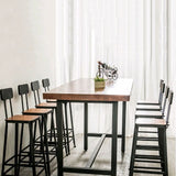 Industrial Metal Stool Wood Rectangle Seat Counter Stool in Matte Finish Clearhalo 'Bar Furniture' 'Bar Stools' 'bar_stools' 'furn' 'furn_bar_stools' 'Furniture' 'Kitchen & Dining Furniture' 1200x1200_3ba20435-b576-455f-b24d-6bceb27c2d6c